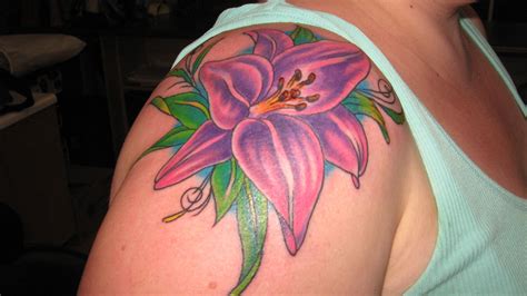 My Lilly Tattoo Purple Pink Green Lily Flower
