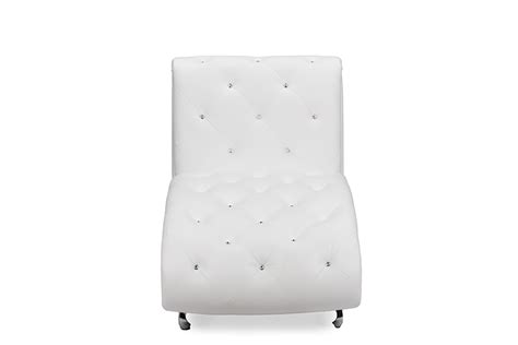 Baxton Studio Pease Contemporary White Faux Leather Upholstered Crystal