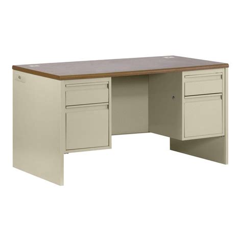 Sandusky 800 Series Double Pedestal Credenza Steel Desk In Puttyoak