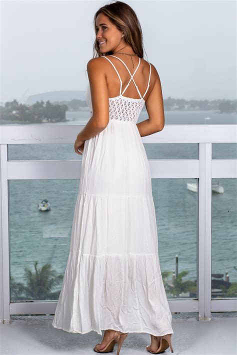 Ivory Crochet Top Maxi Dress Maxi Dresses Saved By The Dress