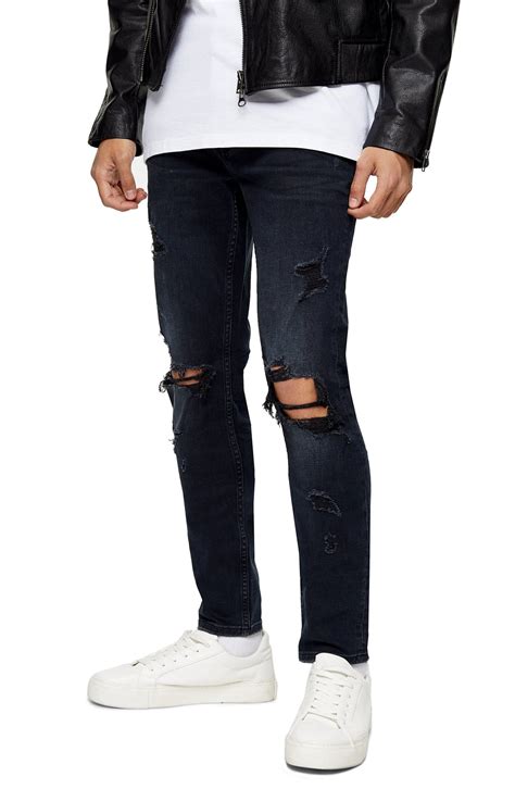 Mens Topman Ripped Skinny Fit Jeans Size 36 X 34 Blue The Fashionisto