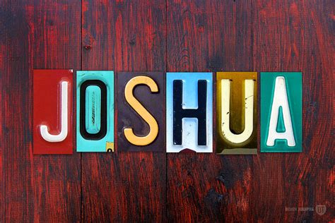 Joshua License Plate Lettering Name Sign Art Mixed Media By Design