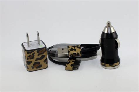 Cheetah Print Iphone Charger With Wall Adapter And Car Charger Iphone5