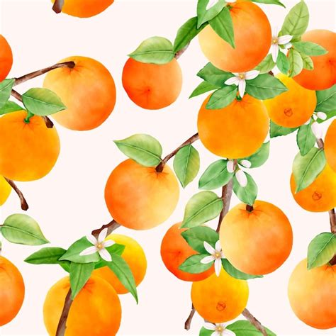 Free Vector Hand Drawn Orange Fruit Seamless Pattern