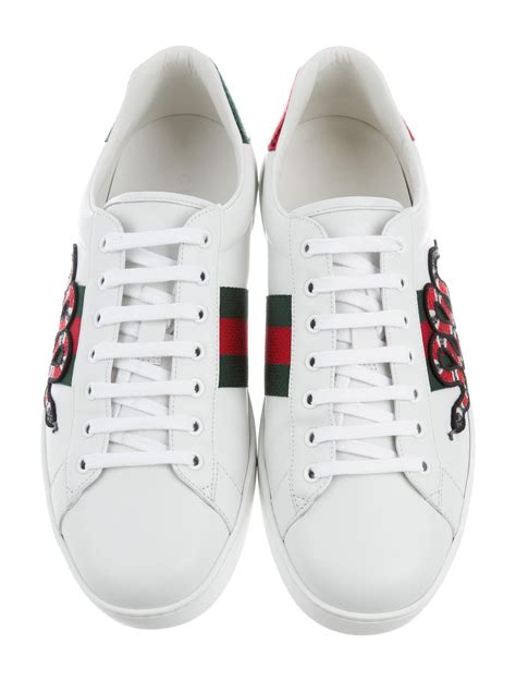 Gucci Ace Snake Trimmed Sneakers Shoes Guc154012 The Realreal