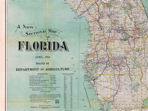 Historic Florida Map Vintage Wall Map Of Florida Florida Etsy Map