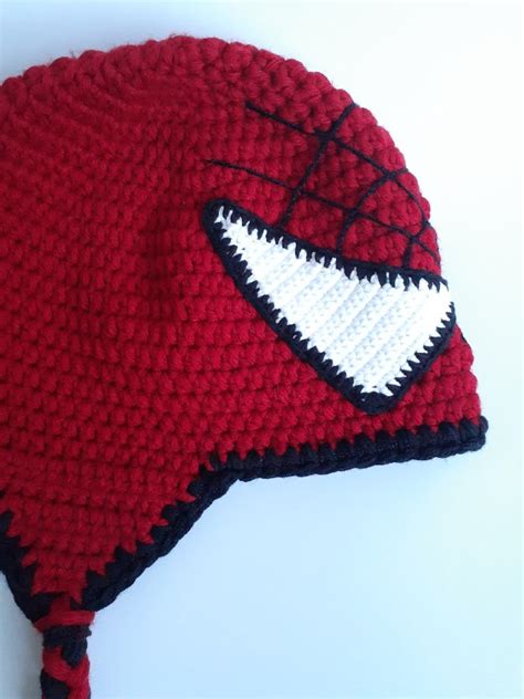 Spiderman Crochet Hat Kids Super Hero Crochet Beanie Etsy