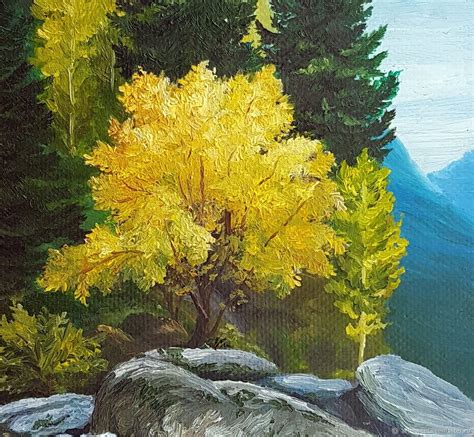 Картина горы пейзаж горный Алтай осень дерево - заказать ...