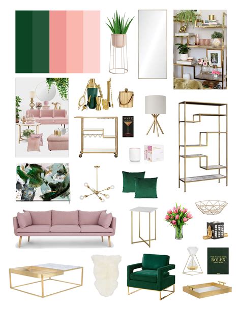 Emerald Green And Blush Pink Color Scheme With Hints Of Gold And White