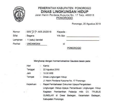 Potrzebujesz wygenerować profesjonalne cv online? Undangan Rapat CV. Trubus Gumelar - Dinas Lingkungan Hidup