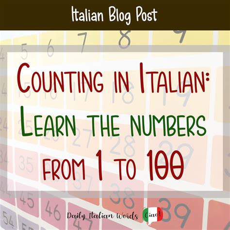 Counting In Italian Learn The Numbers From 1 To 100 Daily Italian Words