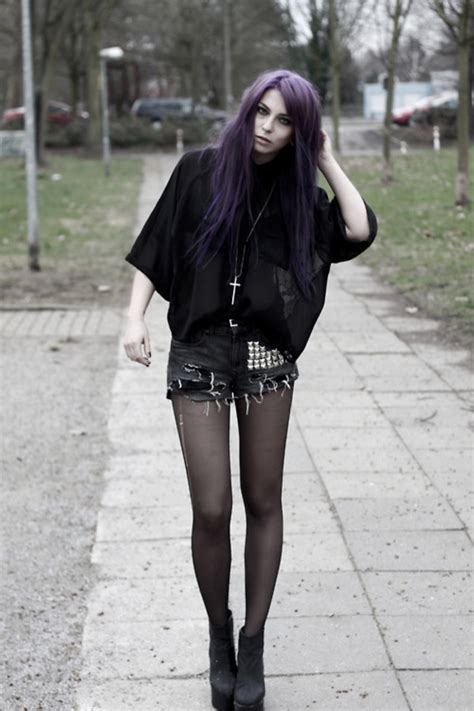Prior to purchasing a purple hair dye for dark hair, you should be aware of a few things! shorts, studs, stud, dark, purple, black, blacks, ripped ...
