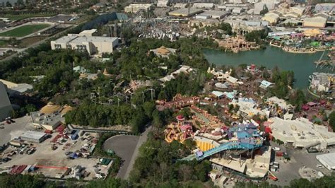 5k Stock Footage Aerial Video Of Theme Park Rides At Universal Studios