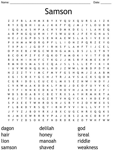 Samson And Delilah Word Search