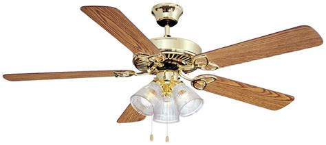 Boston Harbor Ceiling Fan 52in Polished Brass Oak Walnut 5 Blades 3 Led Light Ceiling