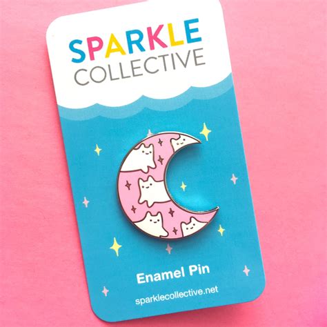 Pink Crescent Moon Enamel Pin Sparkle Collective