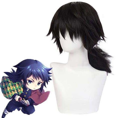 Giyuu Tomioka Black Cosplay Wig Anime Demon Slayer Kimetsu No Yaiba