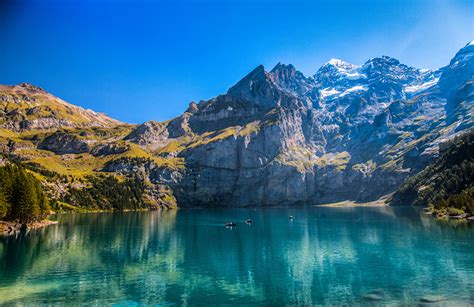 Fondos De Pantalla Suiza Montañas Lago Lake Oeschinen Kandersteg