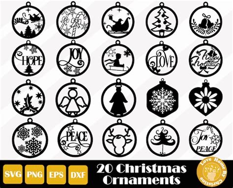 20 Christmas Ornaments Svg Christmas Svg Christmas Cut File Etsy