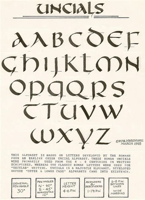 Uncial Alphabet Calligraphy Lettering Alphabet Lettering Typography