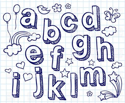 Hand Drawn Font Shaded Letters And Decorations 30138 Design