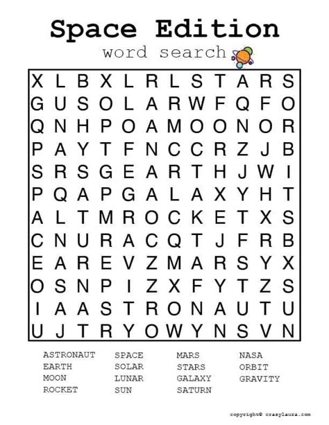 Free Space Word Search Printable Game Sheets
