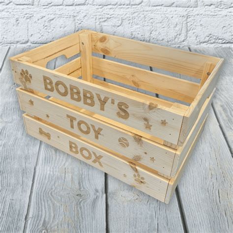Personalised Wooden Dog Toy Box Crate Made Yours