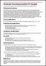 On this page you will find a link to a professionally written english teacher cv template and also get tips on what points to focus on in your cv. Graduate Teaching Assistant CV Sample - MyPerfectCV