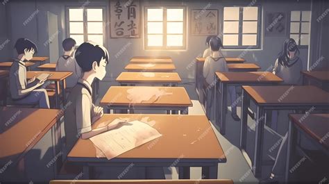 Premium Ai Image Anime Classroom Scene With Beautifully Detailed Art