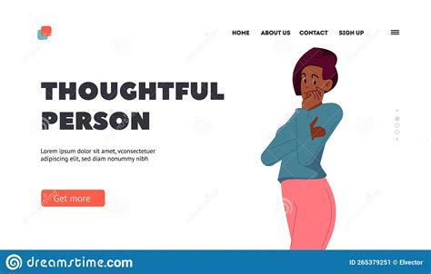 Thoughtful Person Landing Page Template Doubts And Confusion Concept