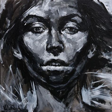 Black And White Female Portrait Paintings By Anastasiya Valiulina