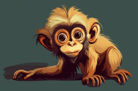 Cute Cartoon Monkeys With Big Eyes