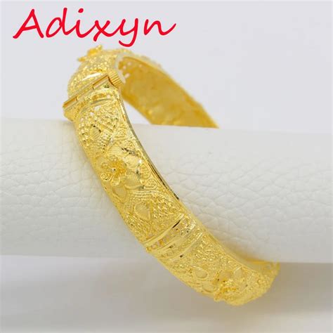 Adixyn Three Size Dubai Bangles For Women 24k Gold Colorcopper Banglesandbracelet Africanarab