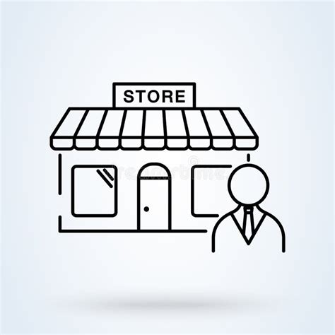 Salesperson Or Seller And Store Vector Illustration Shop Symbol Icon