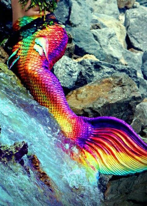 Rainbow Multi Coloured Mermaid Tail Merbella Studios Rainbow