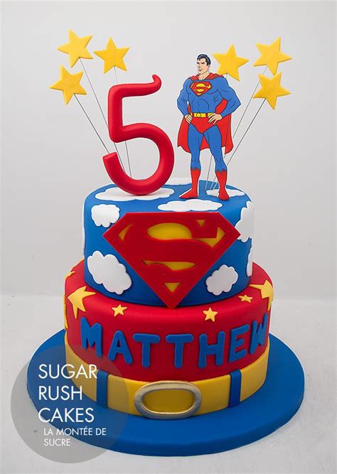 Superman Tiered Cake Sugar Rush Cakes Montreal Superman Birthday