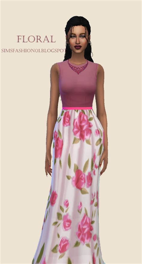 Sims Fashion01 Simsfashion01 Floral Dress The Sims 4