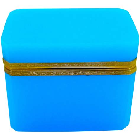 Antique French Blue Opaline Glass Casket Box Ruby Lane