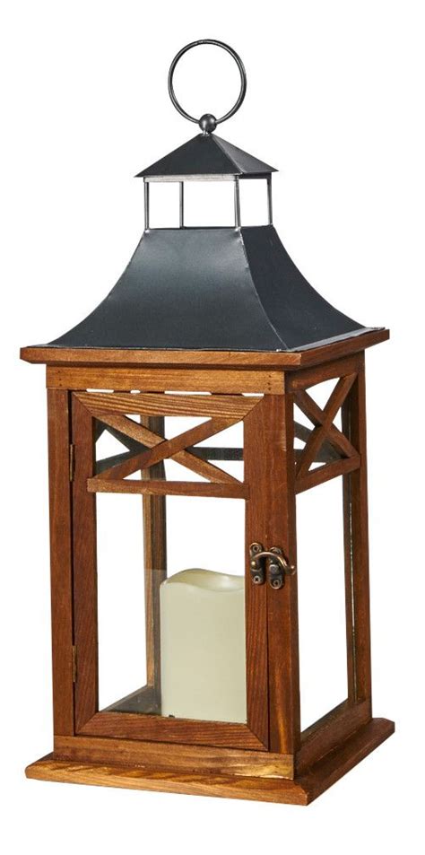 Smart Living Portland Wood Lantern Wooden Lanterns Candle Lanterns