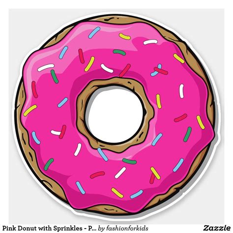 Pink Donut Doughnut Icing Sprinkles Frosting Sticker Zazzle