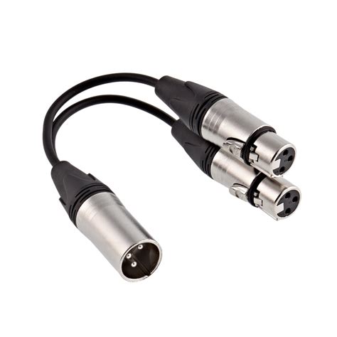 Essentials Dual Xlr F To Xlr M Splitter Cable 015m Gear4music