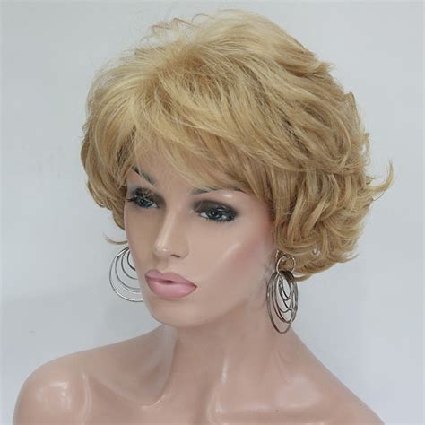 Synthetic Wig Curly Curly Layered Haircut Wig Short Blonde Synthetic Hair Womens Blonde