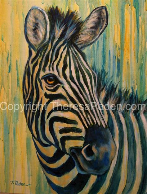 This coloring represents a mermaid surrounded by waves and marines animals. California Artwork: Painting of African Wildlife, Zebra Art by Theresa Paden