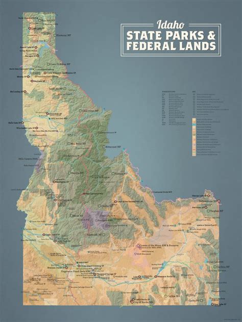 Idaho State Parks And Federal Lands Map 18x24 Poster State Parks Idaho