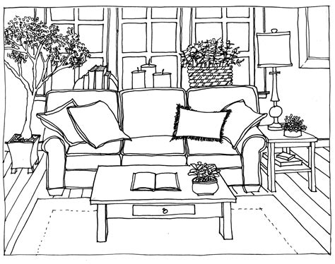 sketch living room drawing  kids home designing