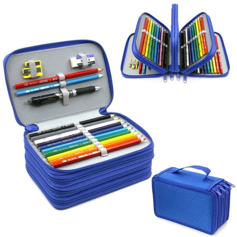 Eeekit Color Pencil 72 Slot Pencil Case 4 Layer 4 Zipper Pen Bag Large