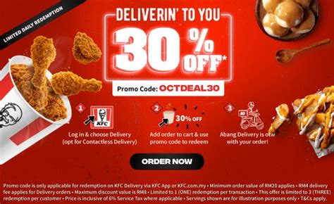 Kfc Delivery October 30 Off Promo Code Promotion