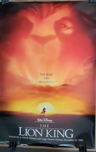 The Lion King Imax Theatres Release Movie Poster Double Sided 27 X 40