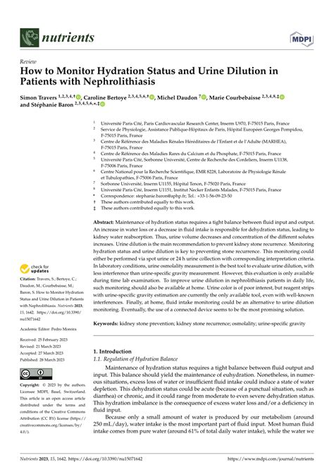 Pdf How To Monitor Hydration Status And Urine Dilution In Patients