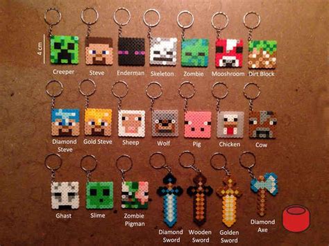 Minecraft Keychains Minecraft Beads Minecraft Toys Perler Beads
